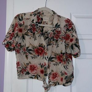 AE tie front Hawaiian shirt